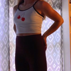white cropped tank top with cherry graphic 🍒